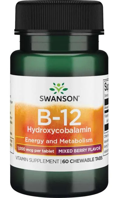 B-12 Hydroxycobalamin, 1000mcg - 60 chewable tablets