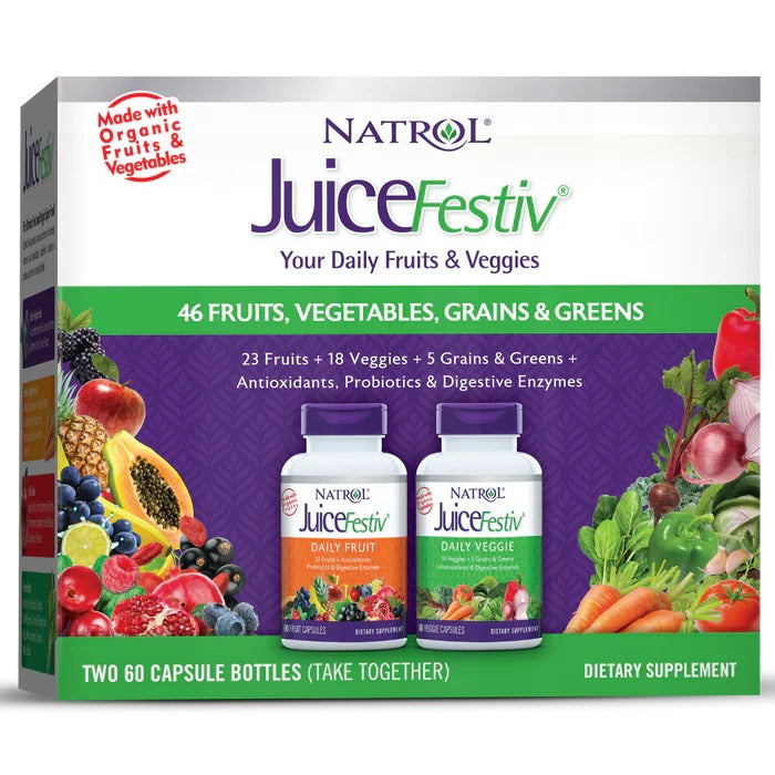 JuiceFestiv, Daily Fruits & Veggies - 60 + 60 caps