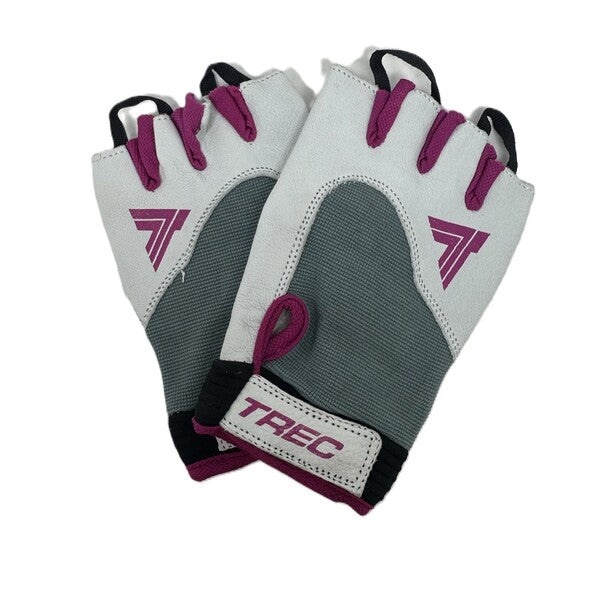 Ladies Gloves, White & Pink - Medium