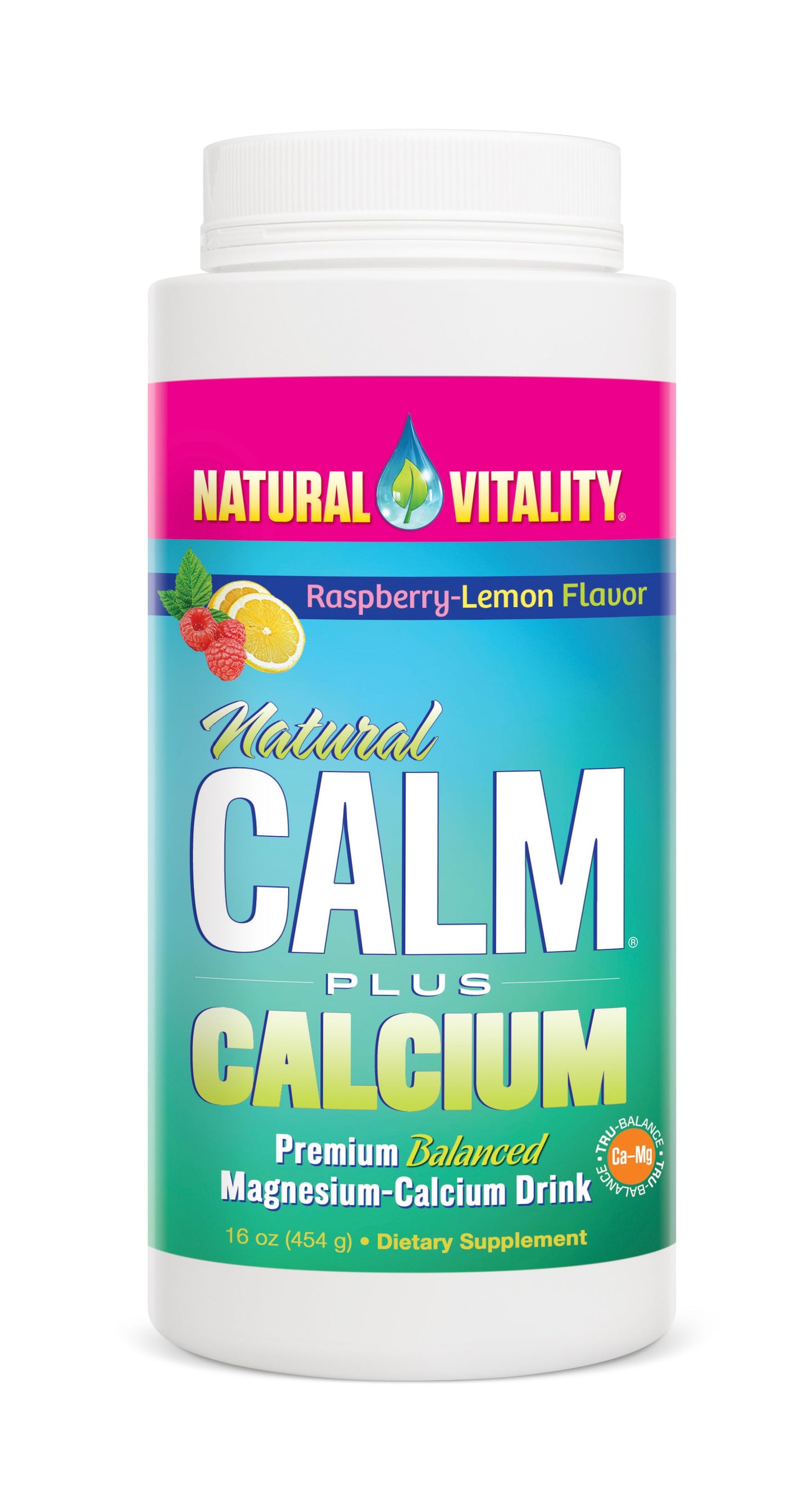 Natural Calm Plus Calcium, Raspberry Lemon - 454g