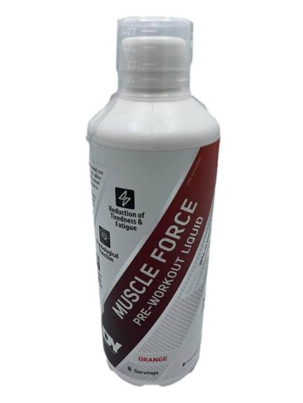 Muscle Force Liquid Pre-Workout, Orange - 500 ml.