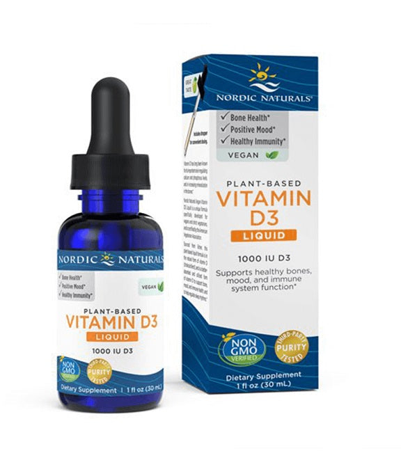 Plant-Based Vitamin D3 Liquid, 1000 IU Apple - 30 ml.